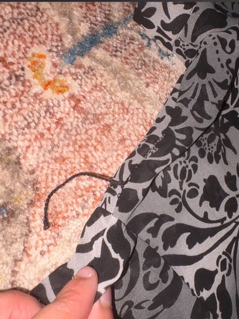 Y2K 2000s Daisy Fuentes Black and Grey Paisley Whimsygoth Sheer Babydoll Top - Picture 6 of 6